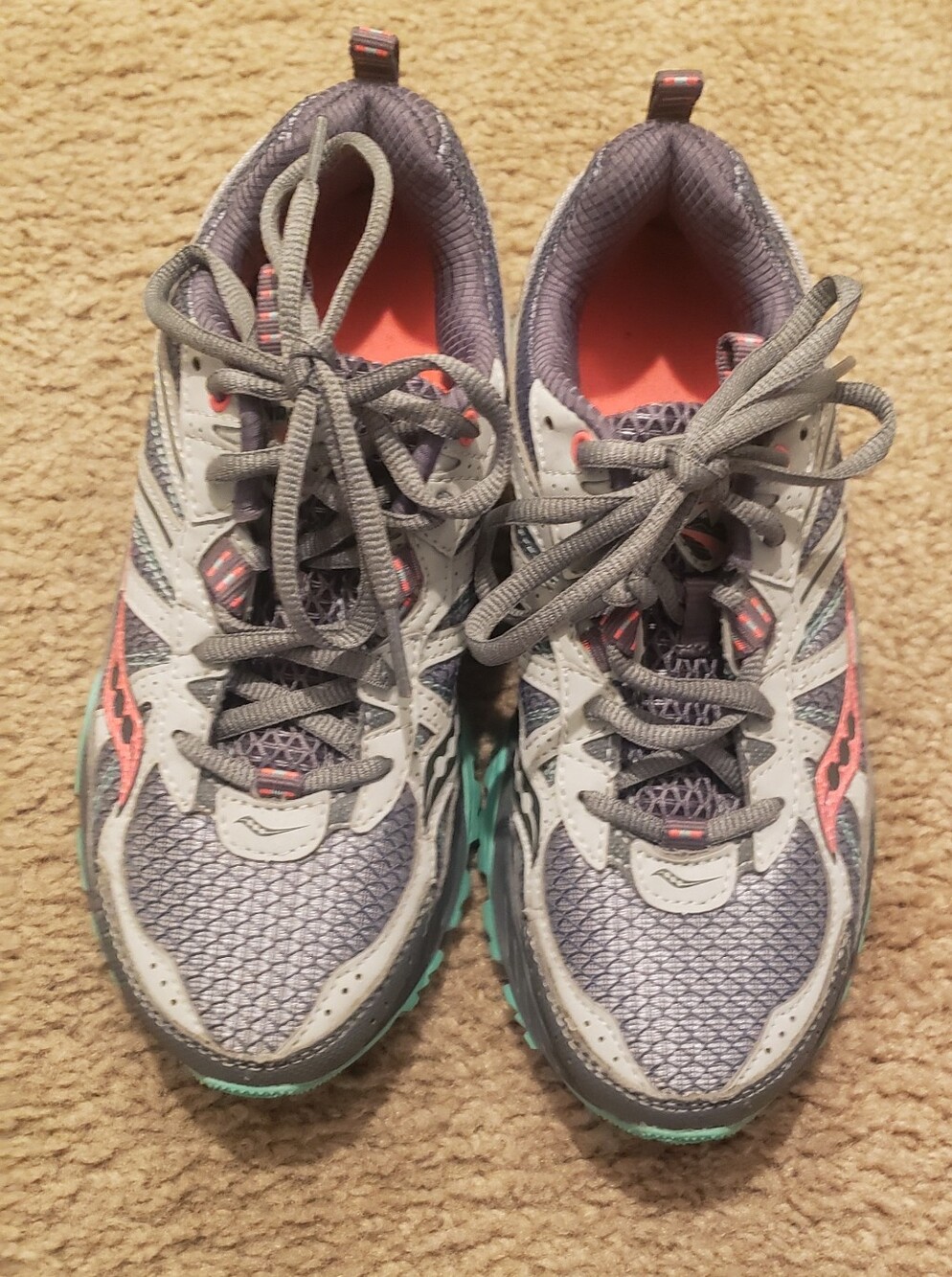 Saucony Women's Gray, Teal & Coral Trail Running Shoes